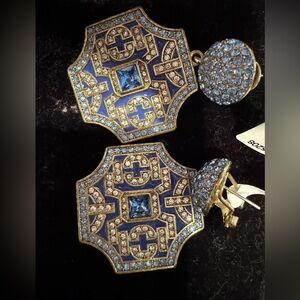 Heidi Daus Blue and Gold Earrings